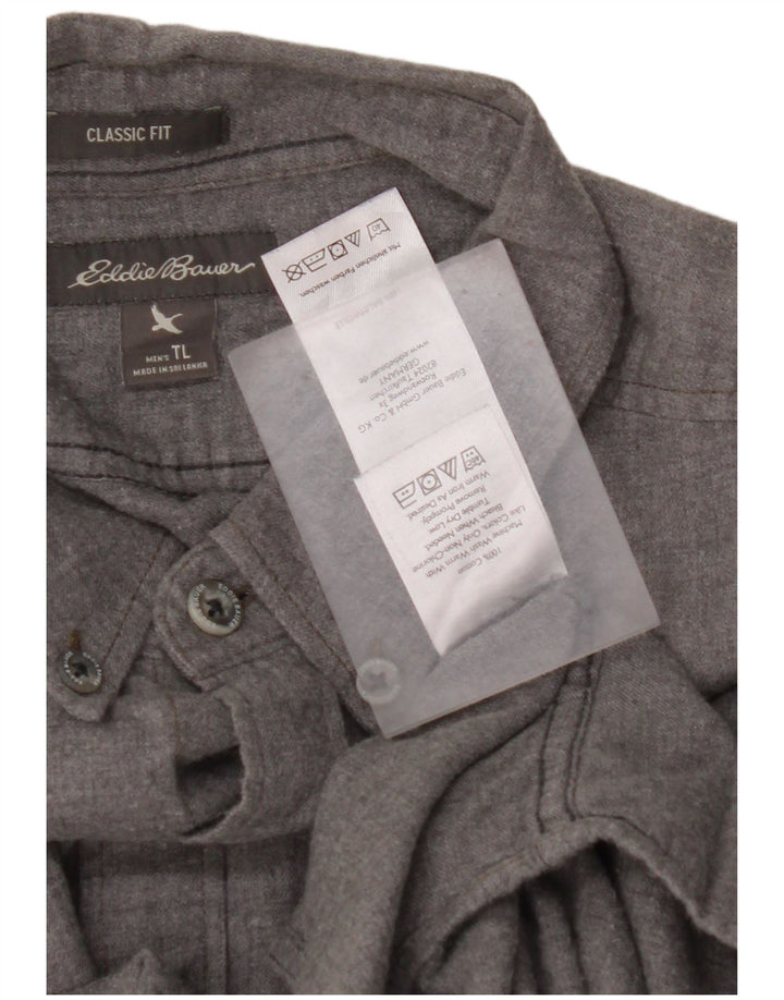 EDDIE BAUER Herren-Flanellhemd mit klassischer Passform, groß, graue Baumwolle