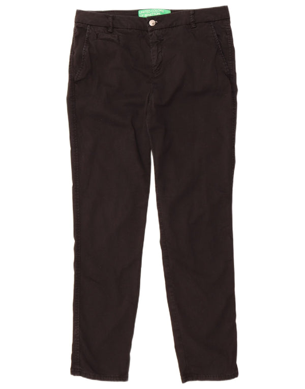 Benetton Slim Chino-Hose für Damen, UK 12, M, W32, L29, schwarze Baumwolle