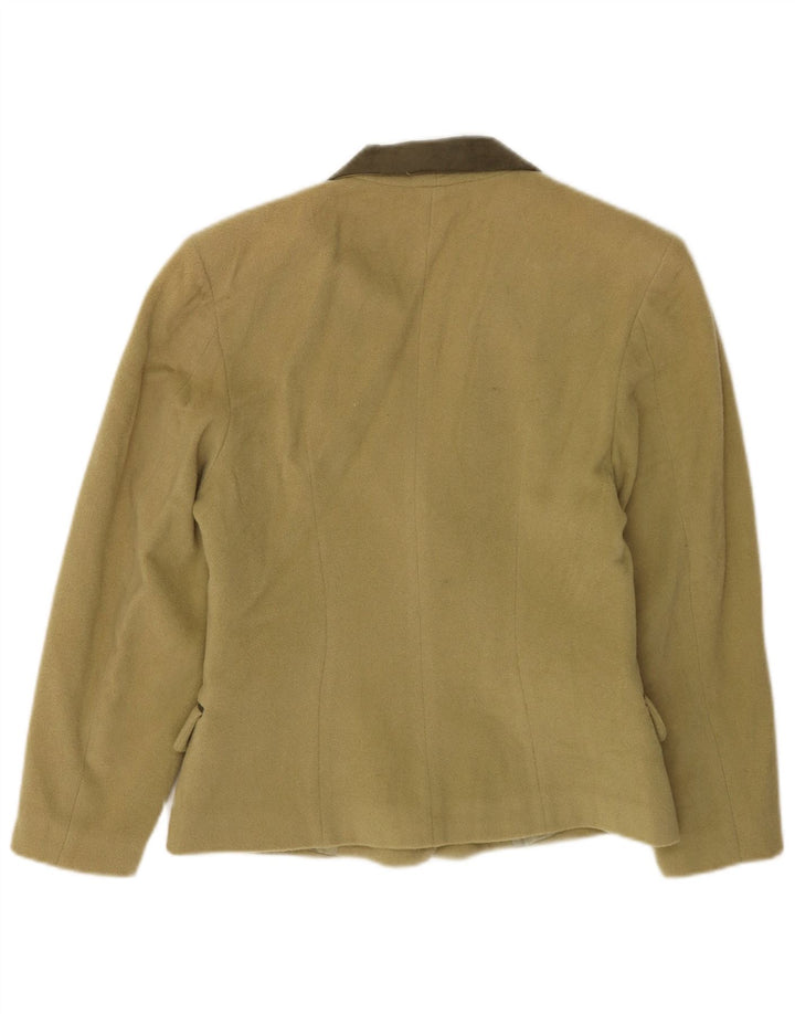 Vintage Damen Zweireiher Blazer Jacke UK 10 Kleine Khaki Wolle