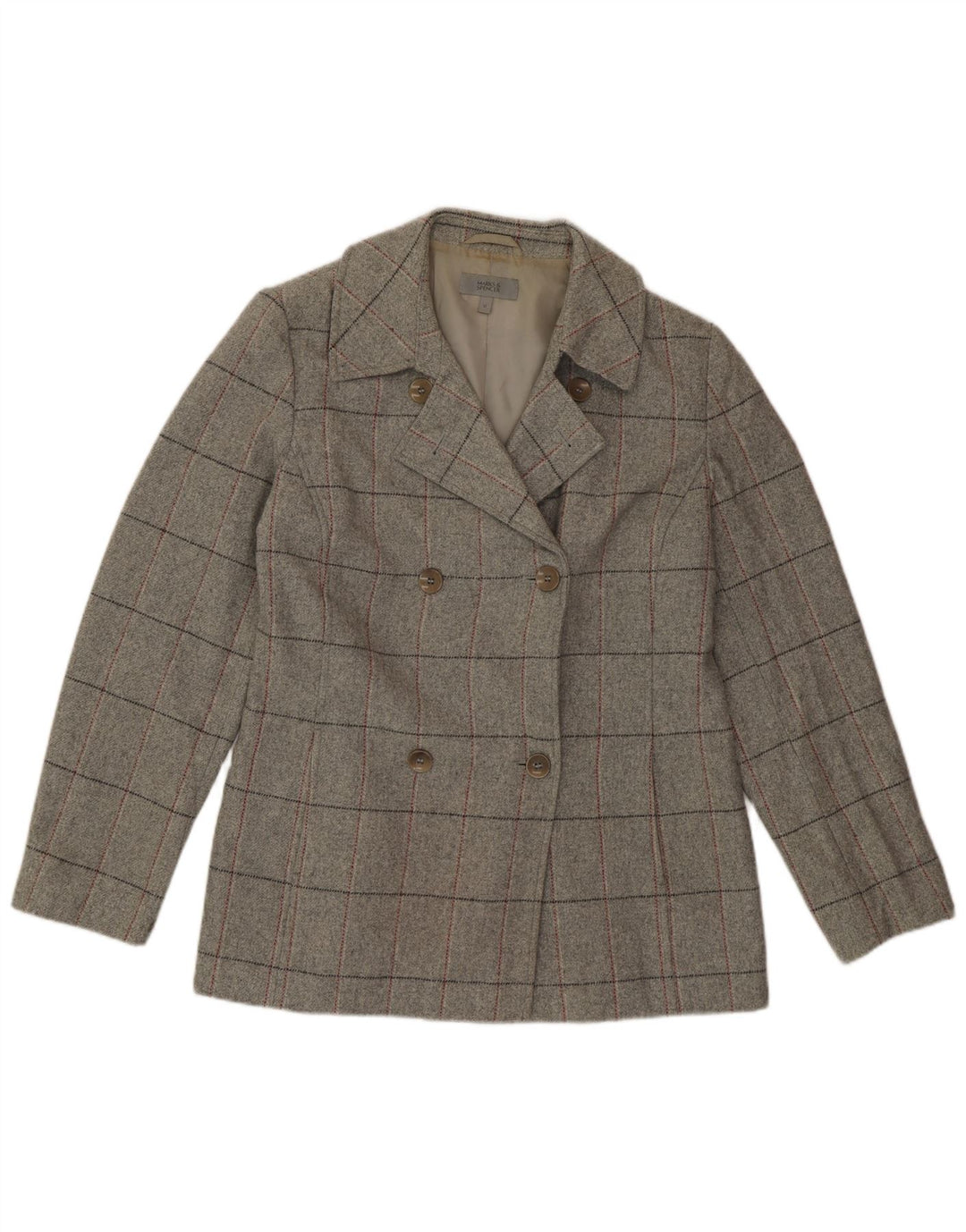 Marks & Spencer Damen Blazer Jacke UK 12 Mittelgrau kariert