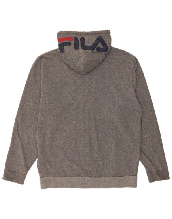 Fila Herren Graphic Zip Hoodie Pullover 2XL Grau Baumwolle