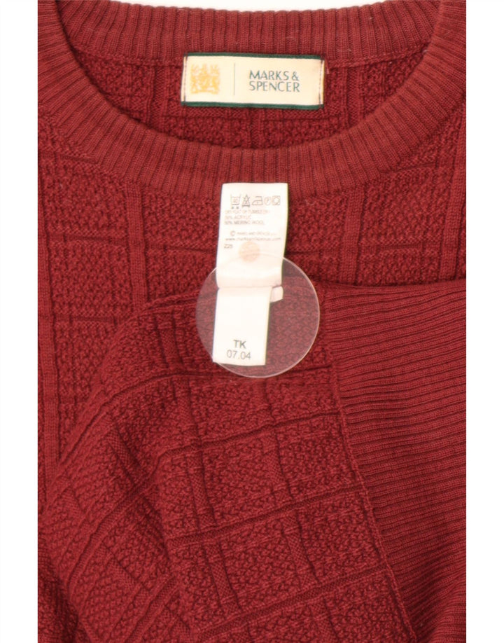 Marks & Spencer Herren-Pullover mit Rundhalsausschnitt, Mittelrotes Acryl