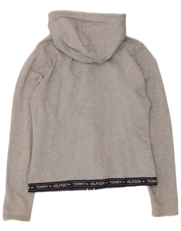 Tommy Hilfiger Damen-Kapuzenpullover mit Reißverschluss, UK 14, Größe L, Grau, Farbblock