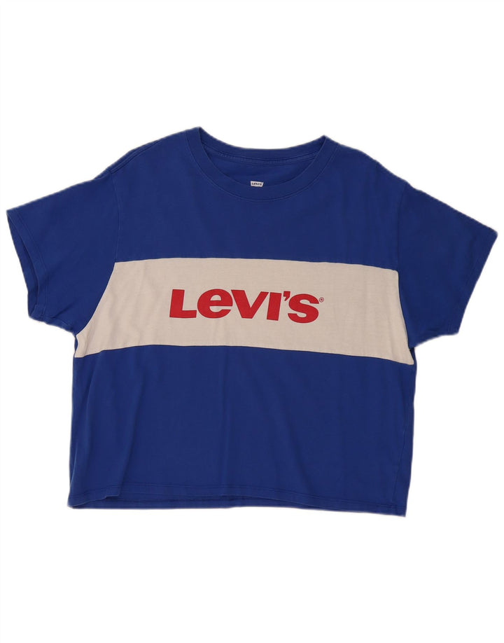 Levi's Damen-T-Shirt mit Grafik, UK 14, mittelblau, Farbblock