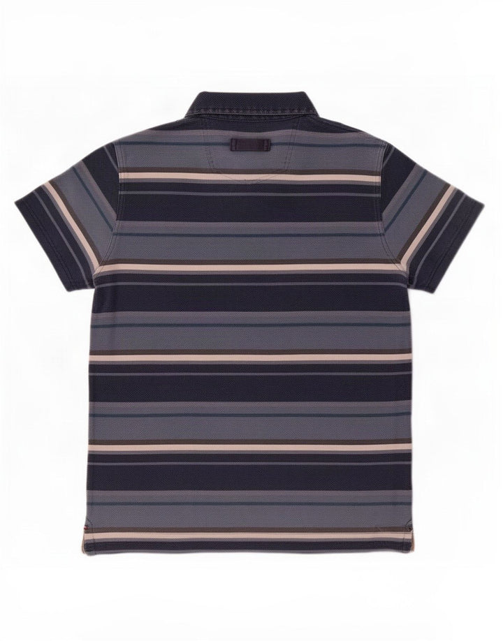 Fat Face Herren-Poloshirt aus mittelblauer, gestreifter Baumwolle