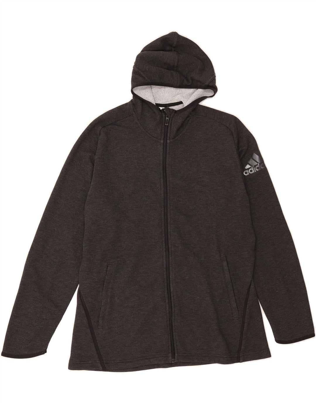 ADIDAS Mens Graphic Zip Hoodie Sweater Large Grey Polyester Vintage Adidas and Second-Hand Adidas from Messina Hembry 