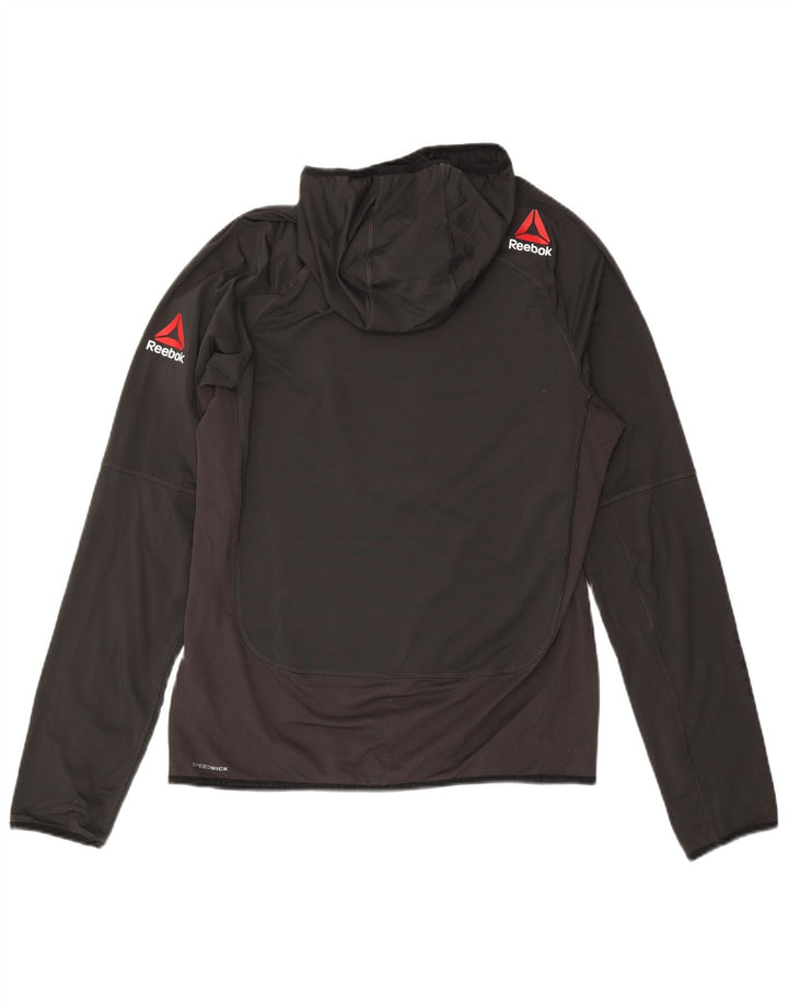 Reebok Herren Kapuzenshirt mit Grafik, langärmlig, groß, aus schwarzem Polyester