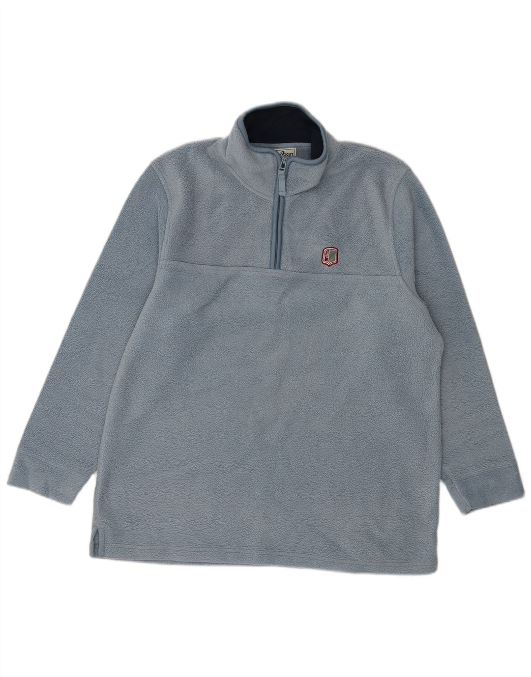 ASICS Herren-Fleecepullover mit Reißverschluss am Hals, großes, blaues Polyester
