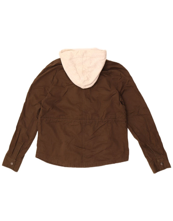 Superdry Damen-Bomberjacke mit Kapuze, UK 14, mittlere Khaki-Baumwolle