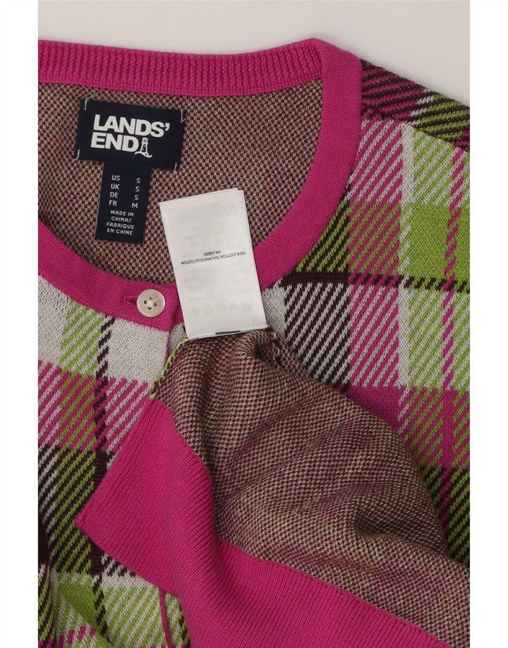Lands End Damen-Strickjacke in Übergröße, Gr. 10, klein, mehrfarbig, kariert