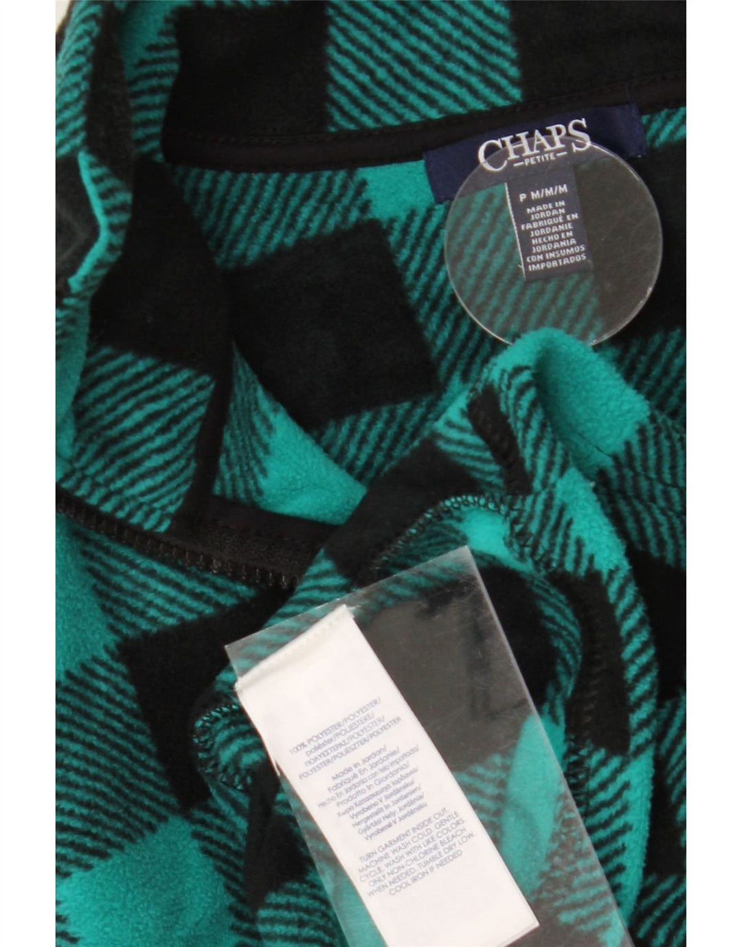 CHAPS Mens Petite Fleece Gilet UK 36 Small Turquoise Check Vintage Chaps and Second-Hand Chaps from Messina Hembry 