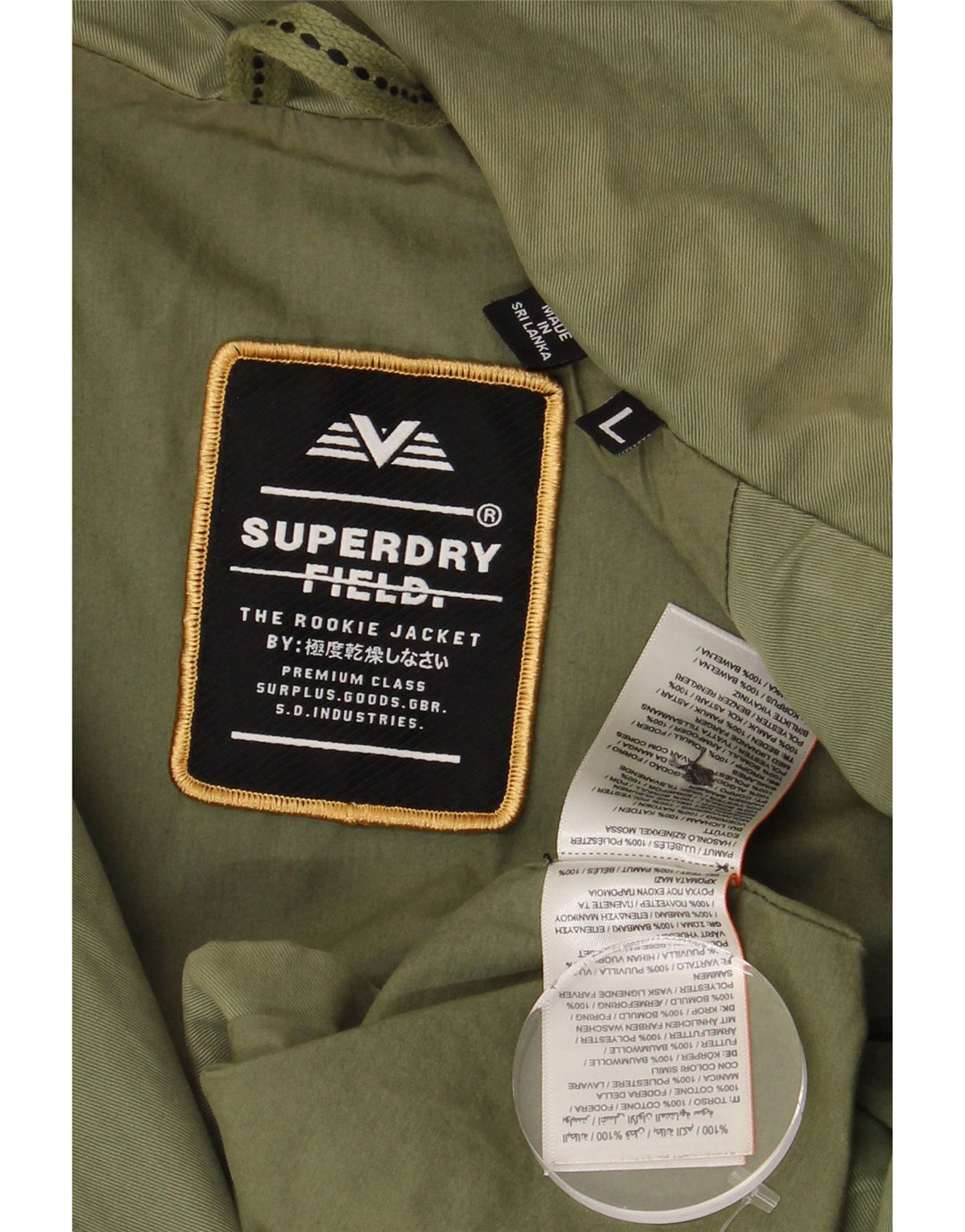 SUPERDRY Herren Militärjacke UK 40 Large Grüne Baumwolle