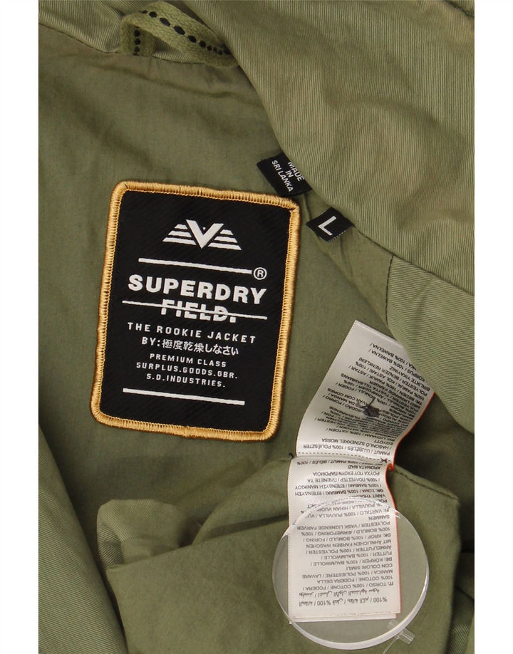 SUPERDRY Herren Militärjacke UK 40 Large Grüne Baumwolle