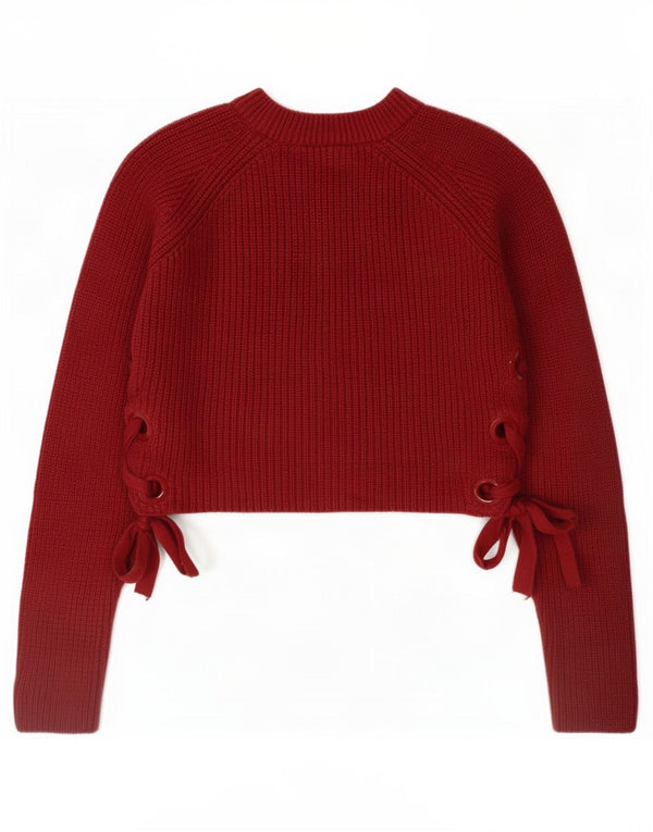 Topshop Damen Crop Rollkragenpullover Pullover UK 10 Small Burgund
