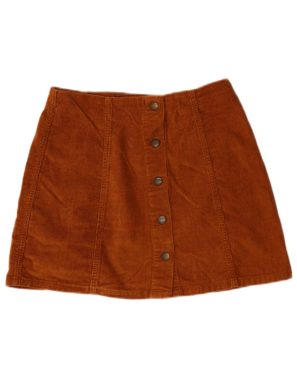 Topshop Damen-Minirock aus Cord, UK 10, Größe S, W28, braun, Baumwolle