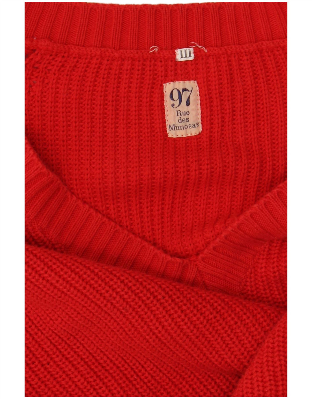 VINTAGE Herren-Pullover mit V-Ausschnitt, große rote Baumwolle