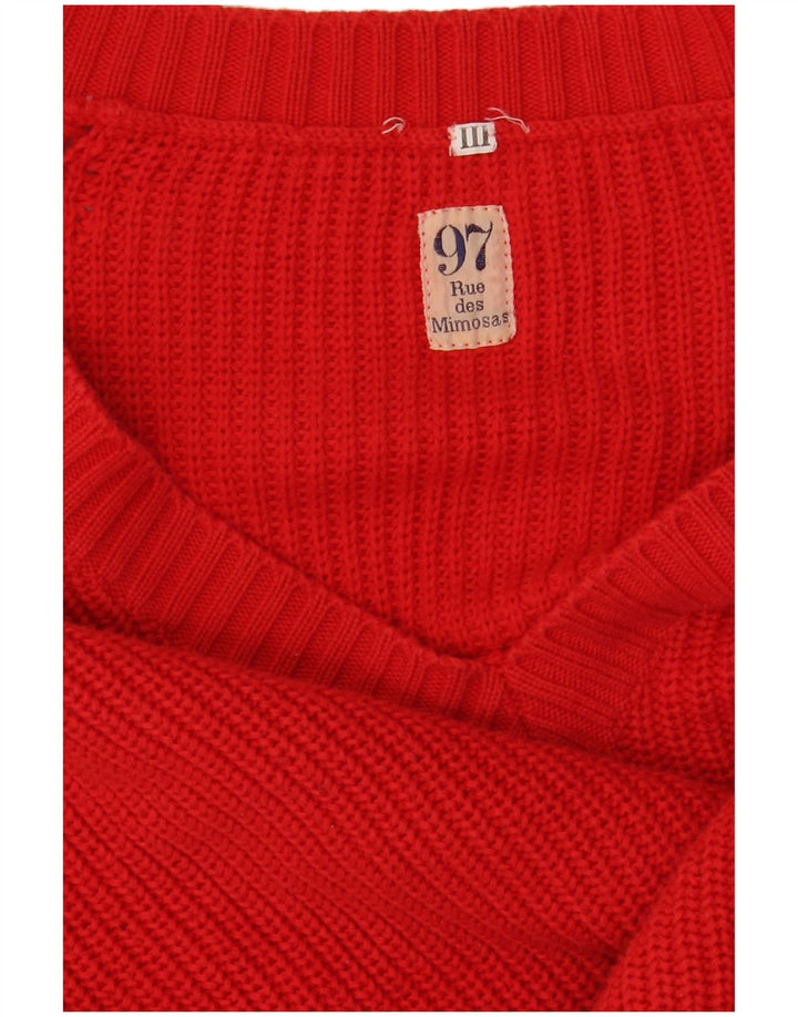 VINTAGE Herren-Pullover mit V-Ausschnitt, große rote Baumwolle