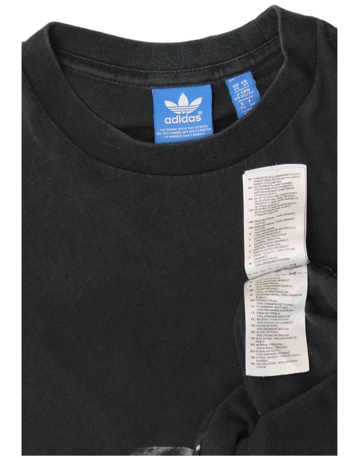 Adidas Damen Grafik T-Shirt Top UK 6 XS Schwarz Baumwolle