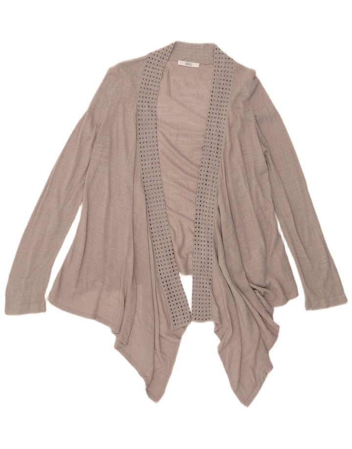 Marks & Spencer Damen Asymmetrisches Cardigan-Oberteil UK 14 Mittelgraues Acryl