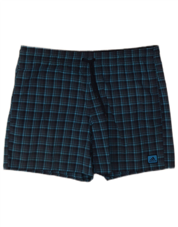 Adidas Herren-Badeshorts, klein, marineblau, kariert, Polyester