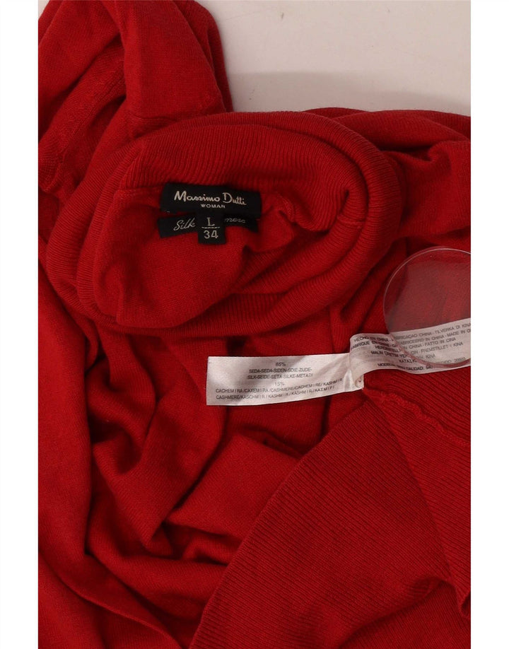 Massimo Dutti Damen-Pullover mit Rollkragen, Gr. 14, Größe L, rote Seide
