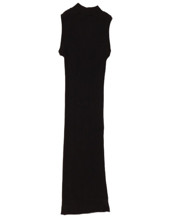 Zara Damen Ärmelloses Maxi-Pulloverkleid UK 6 XS Schwarz