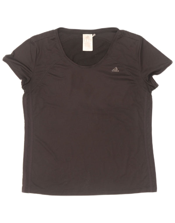 Adidas Damen Climacool T-Shirt Top UK 16 Large Schwarz Polyester