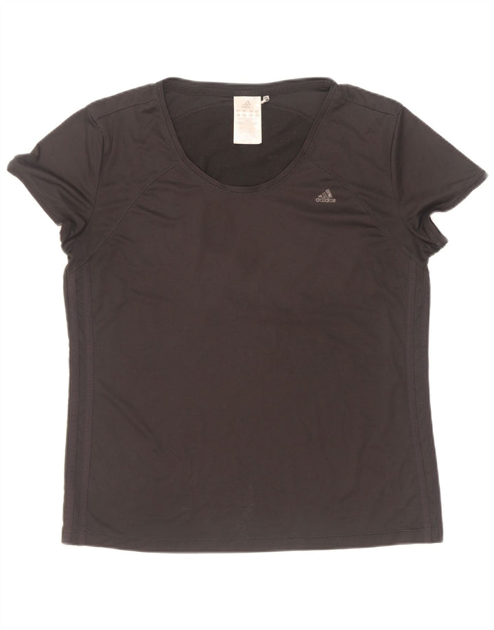 Adidas Damen Climacool T-Shirt Top UK 16 Large Schwarz Polyester