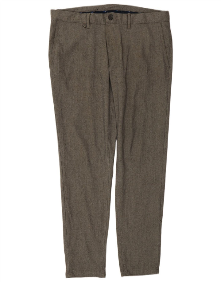 Zara Slim Chino-Hose für Herren, EU 42, Größe L, W32, L29, Grau, Polyester
