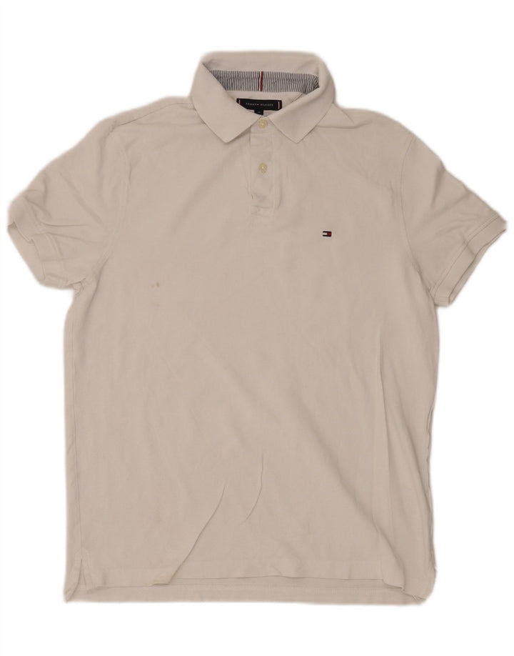Tommy Hilfiger Herren-Poloshirt mit normaler Passform, mittelweiße Baumwolle