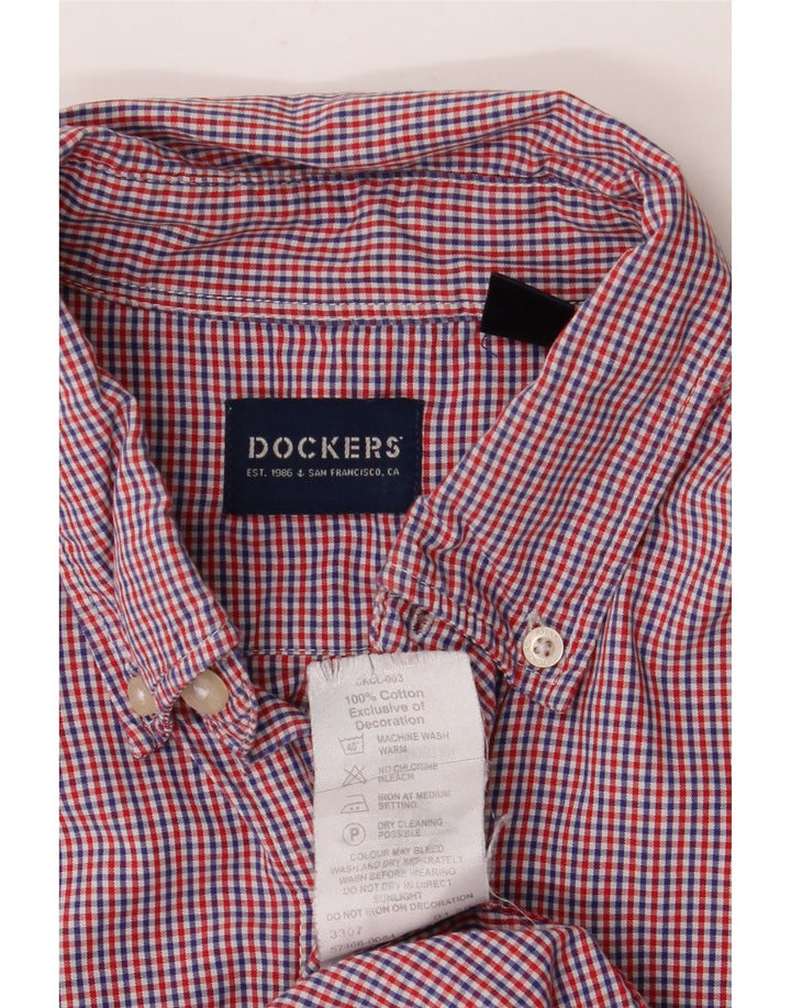 Dockers Herren-Kurzarmhemd aus mittelroter Gingham-Baumwolle