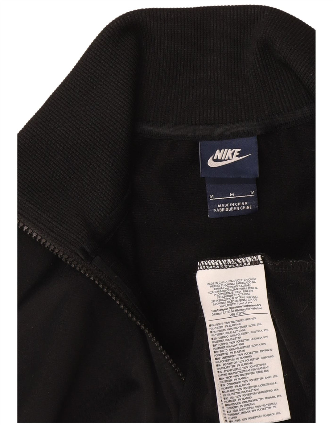 Nike Damen-Trainingsanzug-Top-Jacke UK 12 Mittelschwarzes Colourblock-Polyester