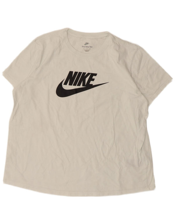 Nike Damen Grafik T-Shirt Top UK 18 XL Weiße Baumwolle