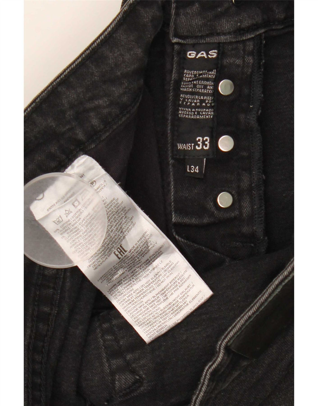 Gas Damen Anders Slim Jeans W33 L34 Schwarze Baumwolle