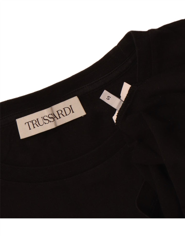 TRUSSARDI Womens Graphic T-Shirt Top UK 10 Small Black Vintage Trussardi and Second-Hand Trussardi from Messina Hembry 