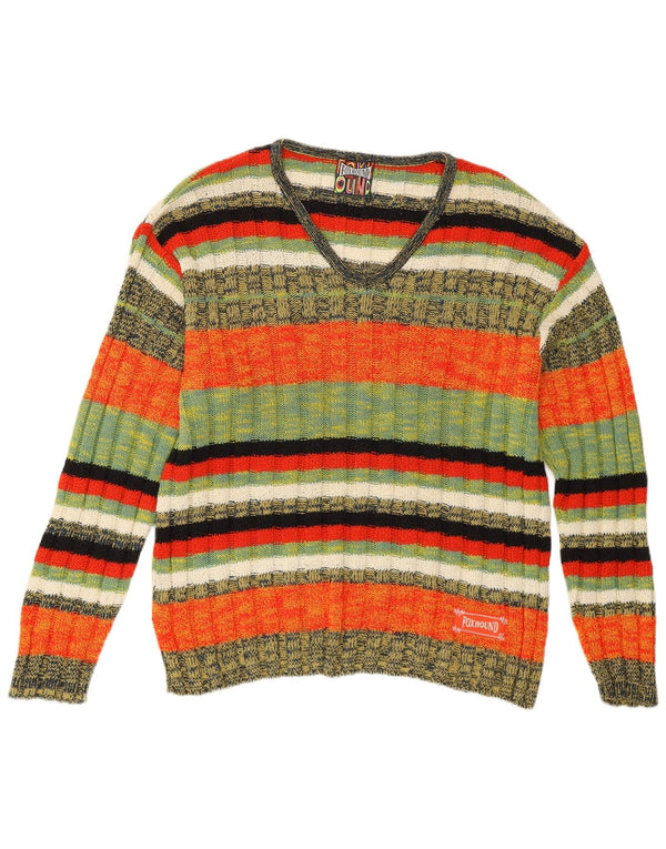 Foxhound Herren-Pullover mit V-Ausschnitt, XL, mehrfarbig, gestreift, Baumwolle