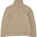 Zara Herren-Sweatshirt mit Reißverschluss am Hals, mittelbeige Baumwolle