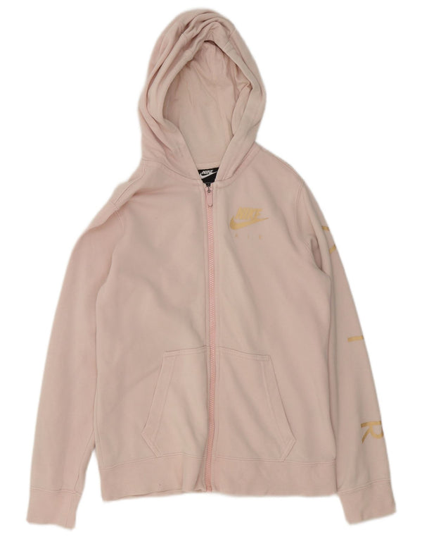 Nike Mädchen-Kapuzenpullover mit grafischem Reißverschluss, 12–13 Jahre, groß, rosa Baumwolle