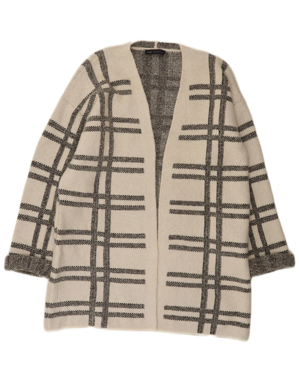 Marks & Spencer Damen Longline-Cardigan-Pullover UK 16 Large Weiß kariert