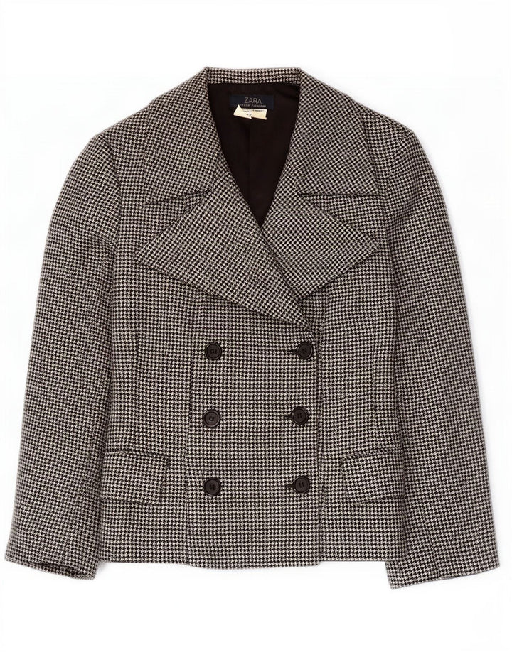 Zweireihiger Blazer für Damen von Zara, EU 40, Mittelschwarz mit Hahnentrittmuster
