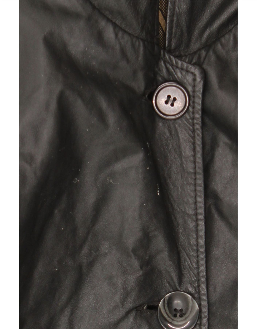 Vintage Damen Ledermantel mit Kapuze IT 44 Mittelschwarzes Leder