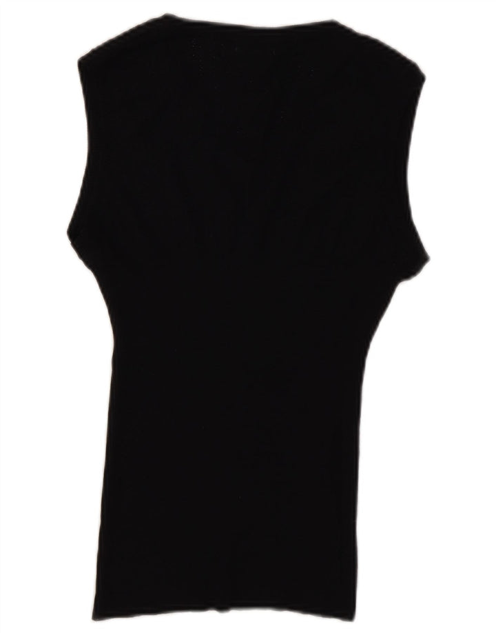 Benetton Damen Weste Tank Top UK 14 Große schwarze Wolle