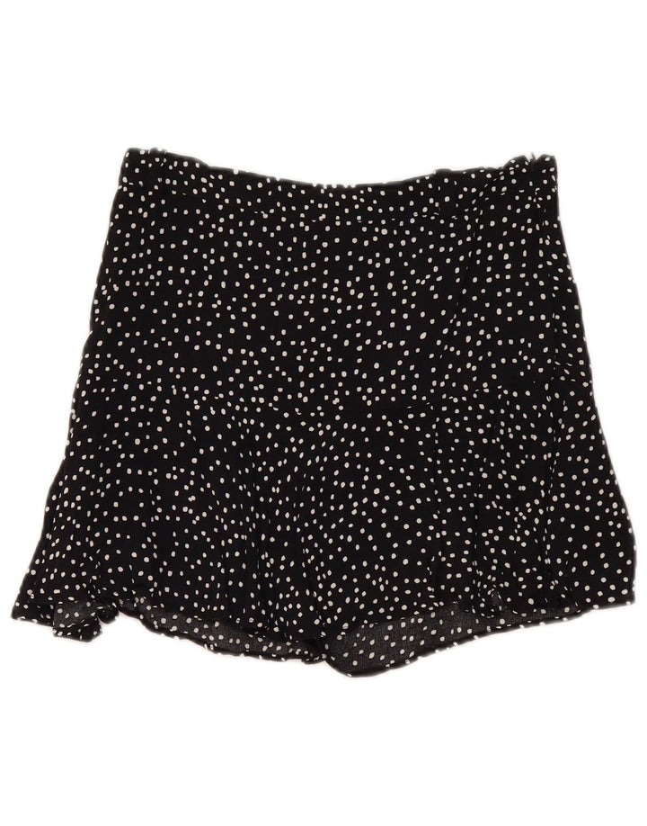Zara Damen Skort UK 14 Mittelschwarz gefleckte Viskose