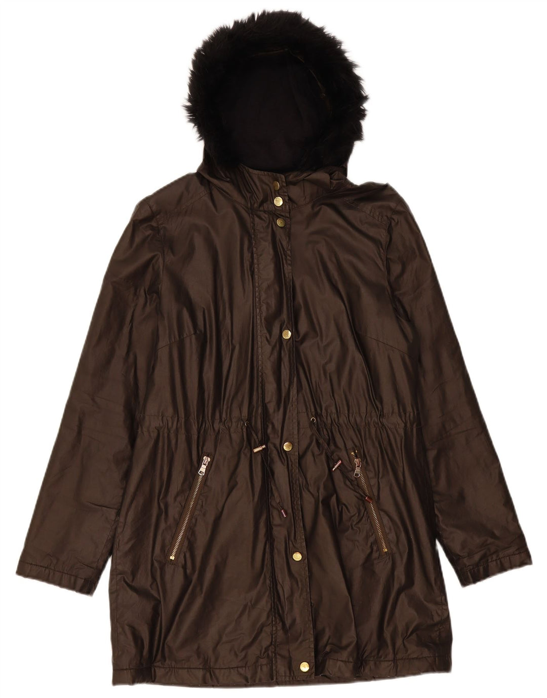 Marks & Spencer Damen-Parka mit Kapuze, UK 10, Größe S, Braun, Polyamid