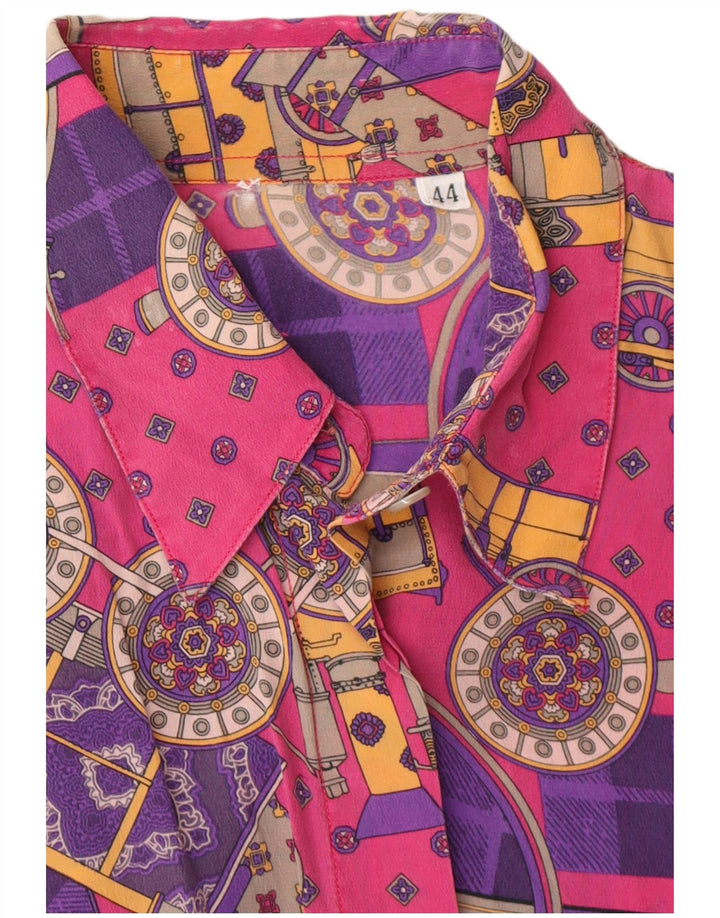 VINTAGE Damen Hemdbluse mit abstraktem Muster IT 44 Mittelrosa