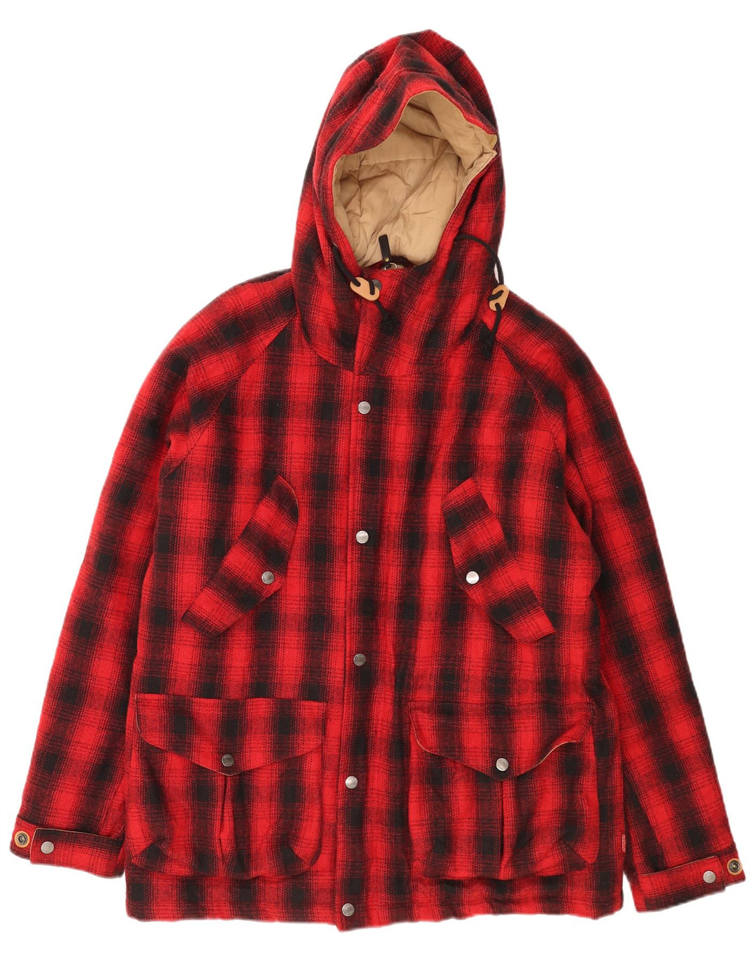 Rifle Herren-Windbreakerjacke mit Kapuze, Größe 40, groß, rot kariert, Polyester