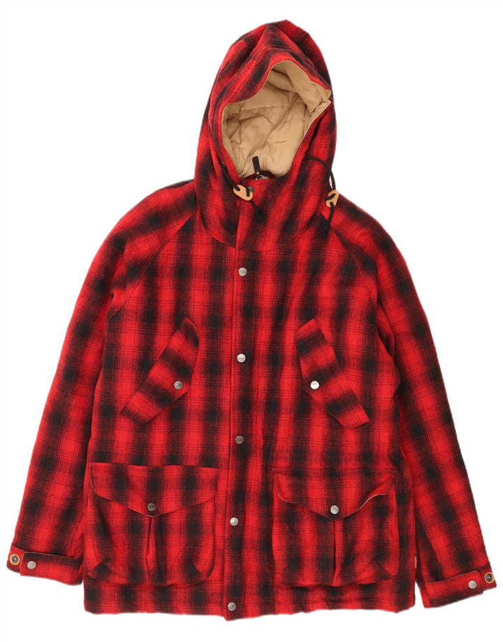 Rifle Herren-Windbreakerjacke mit Kapuze, Größe 40, groß, rot kariert, Polyester