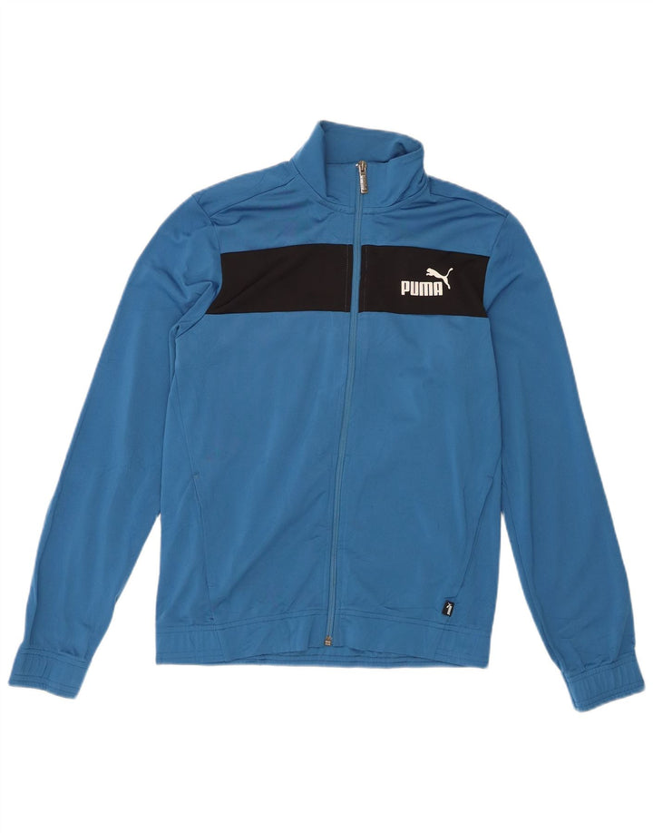 Puma Jungen-Trainingsanzug-Top-Jacke, 13–14 Jahre, blaues Farbblock-Polyester