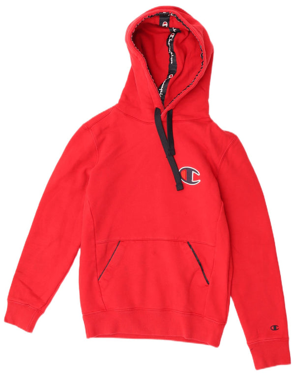 Champion Womens Graphic Hoodie Pullover UK 6 XS Rote Baumwolle