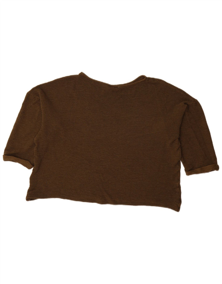Zara Damen-Oversize-Top mit 3/4-Ärmeln, UK-Größe 16, Größe L, Braun
